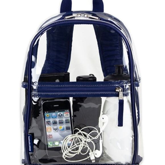 Eastsport Unisex Clear Mini Dome Backpack, Blue Trim - Picture 3 of 5